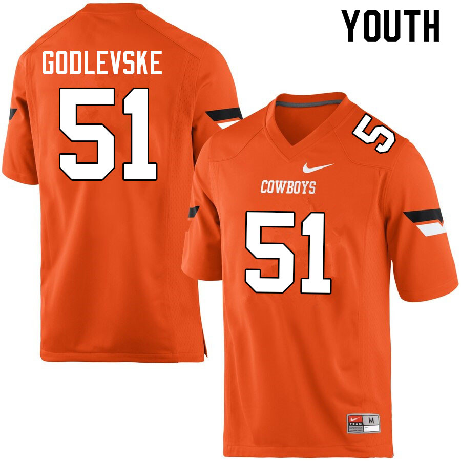Youth #51 Danny Godlevske Oklahoma State Cowboys College Football Jerseys Sale-Orange - Click Image to Close